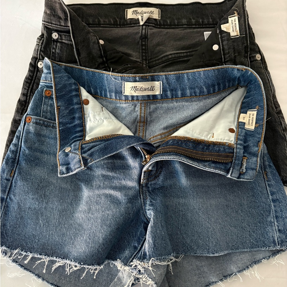 Madewell Blue and Black Denim Shorts